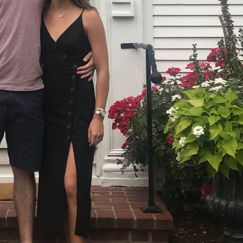 UO Black Linen button down dress